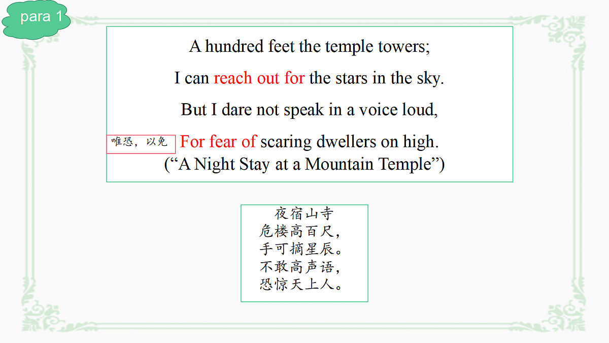 译林英语高一选择性必修一Unit 4 Exploring poetry Extended Reading 全文翻译语言点课件第2页