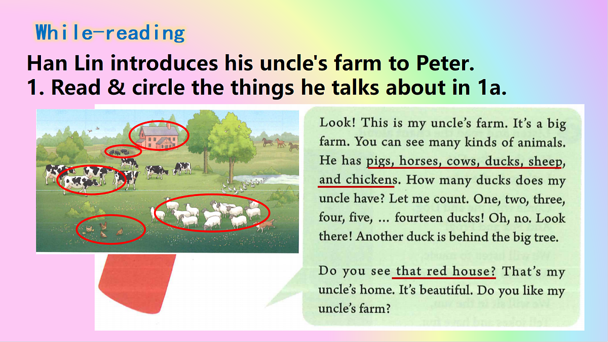 人教版七年级上册英语Starter Unit 3 Welcome SECTION B My uncle’s farm  Reading  class课件PPT第7页