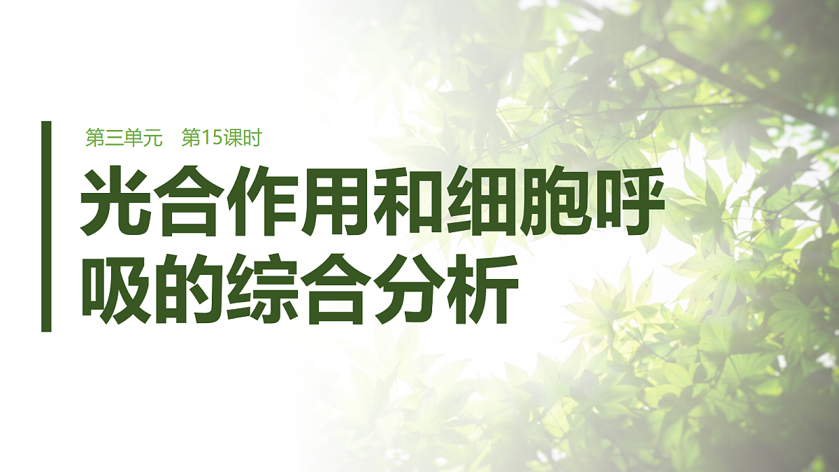 第三单元　第15课时　光合作用和细胞呼吸的综合分析第1页