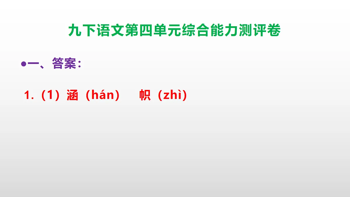 （新）部编版九年级语文下册第四单元综合能力测评卷(参考答案课件)PPT第2页