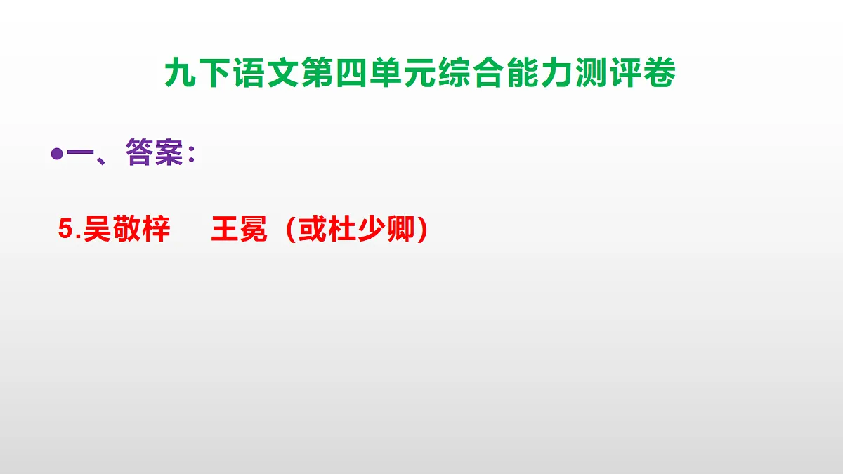 （新）部编版九年级语文下册第四单元综合能力测评卷(参考答案课件)PPT第8页