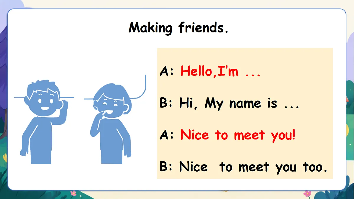（新教材）人教版PEP英语三上Unit 1 《Making friends》 PA let's learn 课件第5页