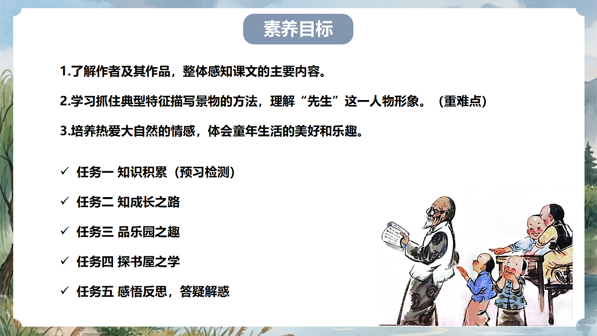 人教部编版语文七上 第9课《从百草园到三味书屋》第一课时 课件第3页