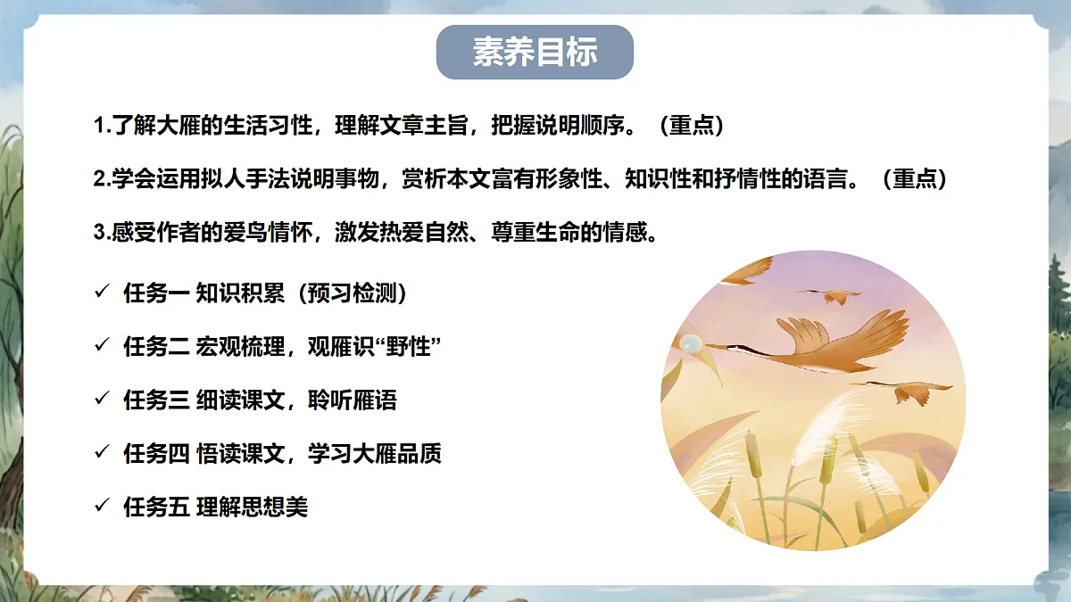 人教部编版语文七上 第19课《大雁归来》第一课时 课件第4页