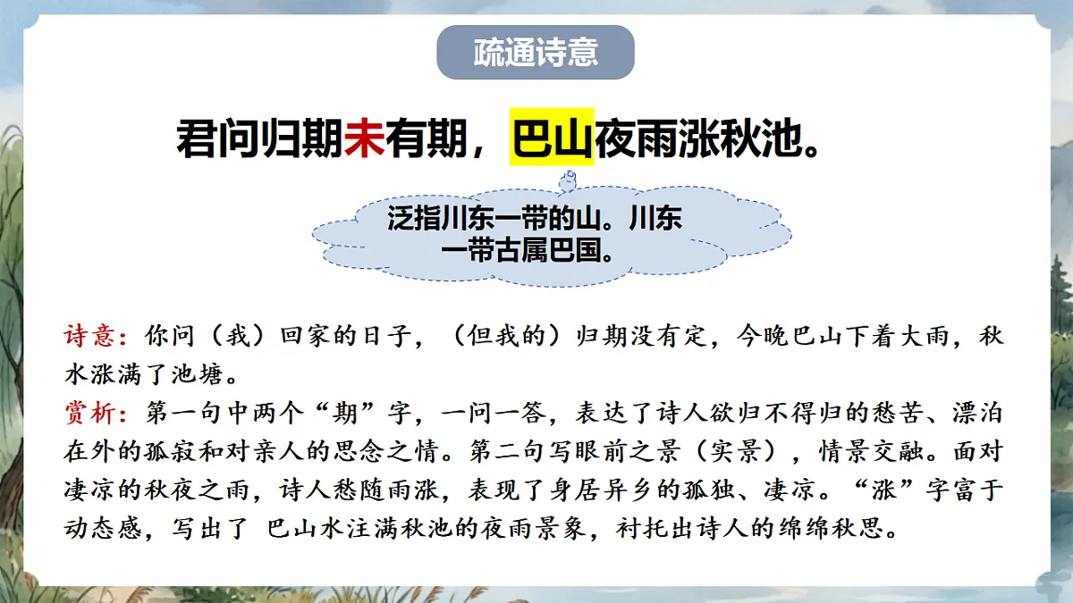 人教部编版语文七上 第六单元 课外古诗词《夜雨寄北》课件第7页