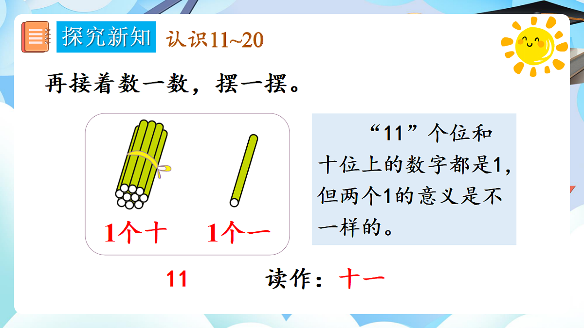 人教版小学数学一年级上册 第2课时《11~20的认识（1）》课件第8页