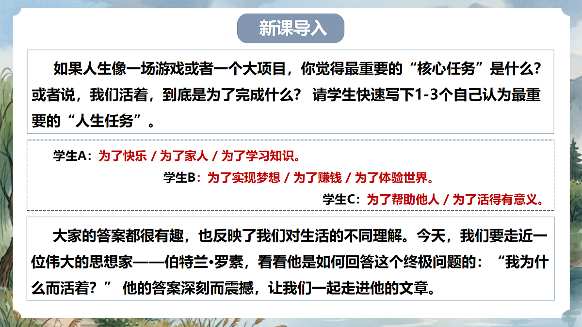 人教部编版语文八上 第17课 散文二篇《我为什么而活着》课件第3页