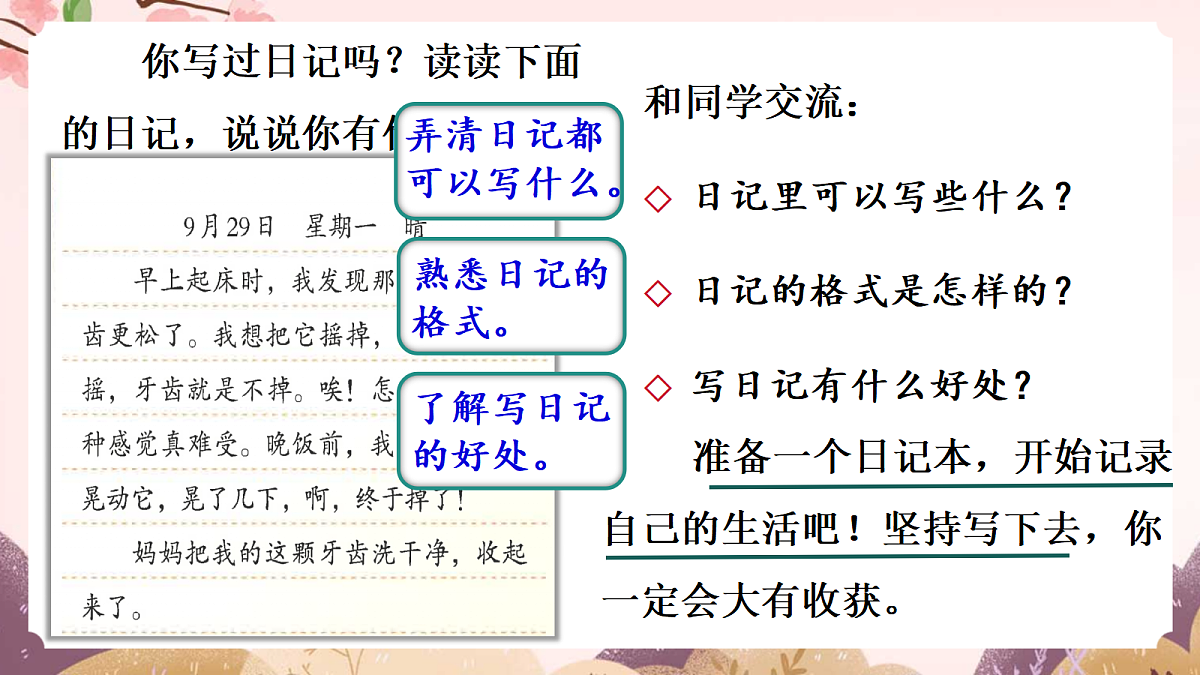 人教部编版语文三上 第二单元 习作《写日记》 课件第4页