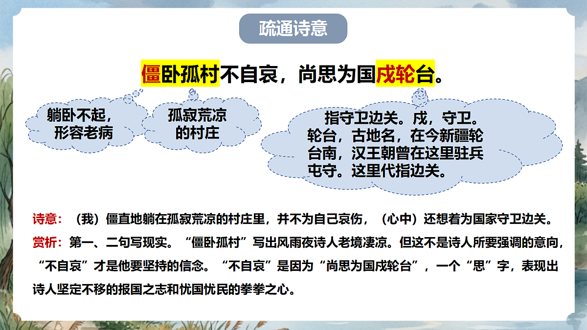 人教部编版语文七上 第六单元 课外古诗词《十一月四日风雨大作（其二）》课件第7页