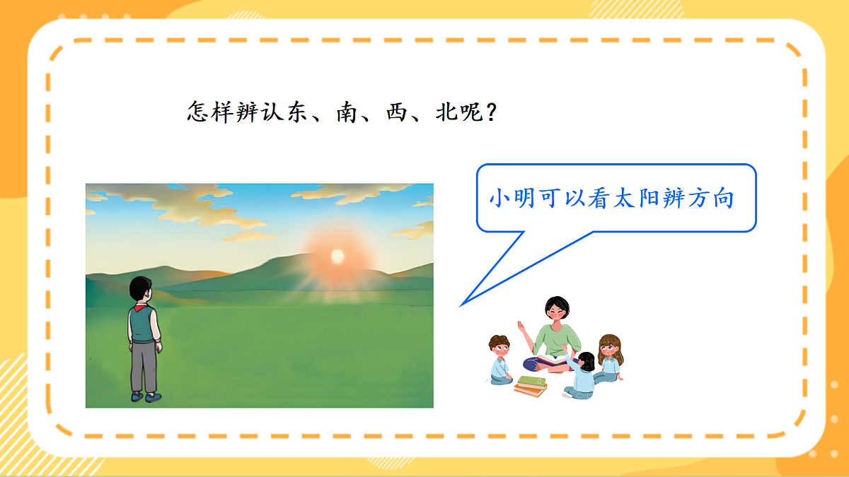(新教材)人教版数学二上  校园小导游 第1课时《  认识东、南、西、北》课件第7页