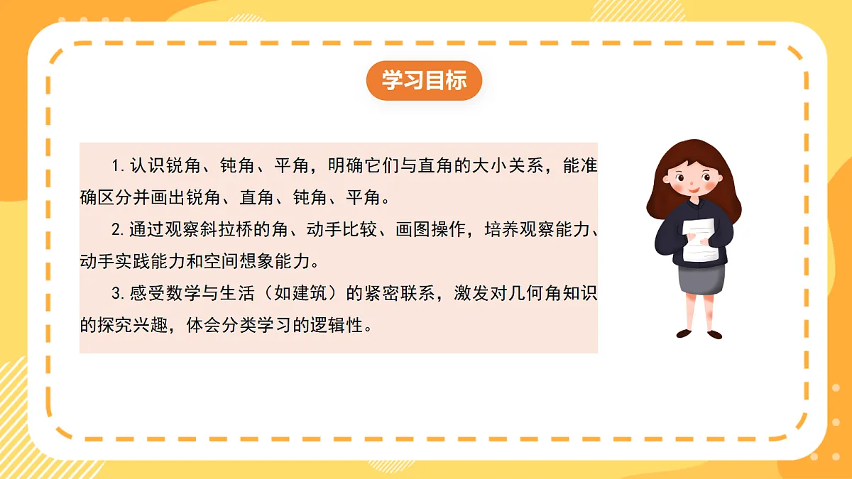 （新教材）西师大版数学三上6.7《认识锐角、钝角和平角》（课件）第2页