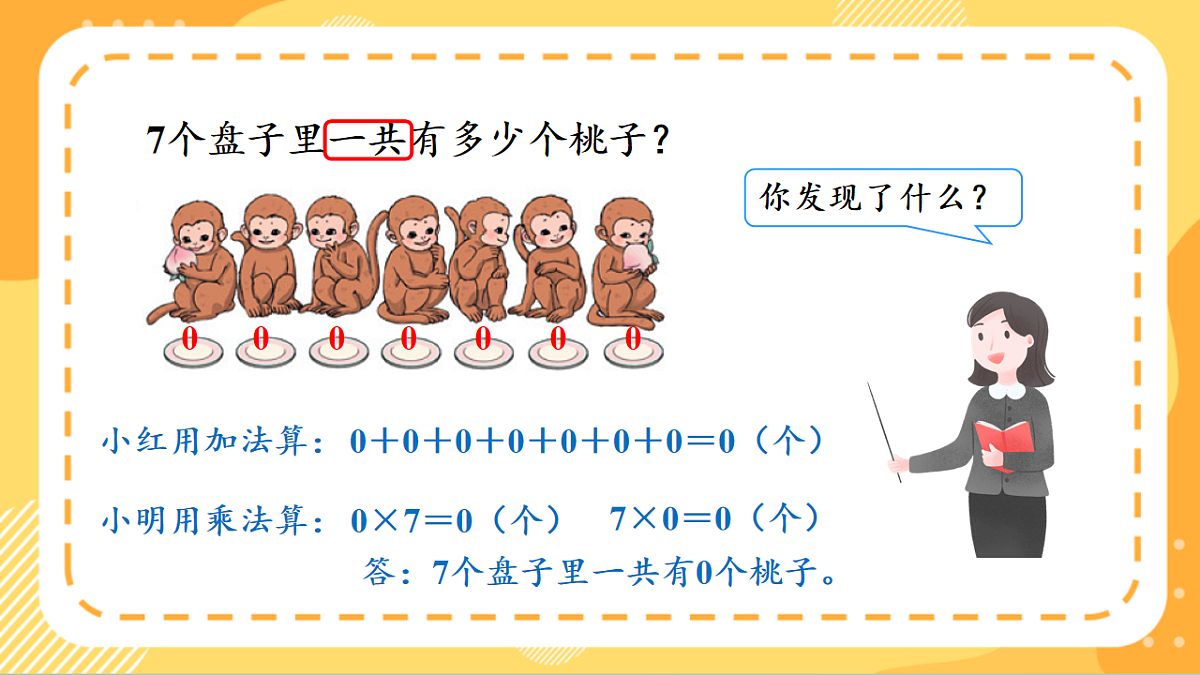 (新教材)人教版数学三上  4.5《 有关0的乘法》课件第7页
