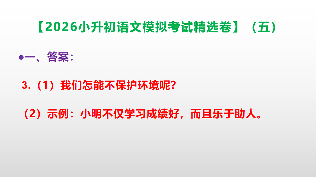 2026小升初语文模拟考试精选卷（五）(参考答案课件)PPT第6页