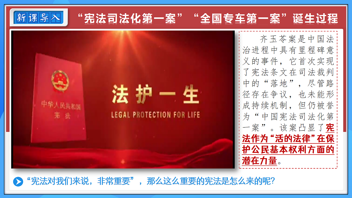 1.1 党领导人民制定宪法（以“全国典型司法化案件” 导入）道德与法治新教材统编版八年级下册第4页