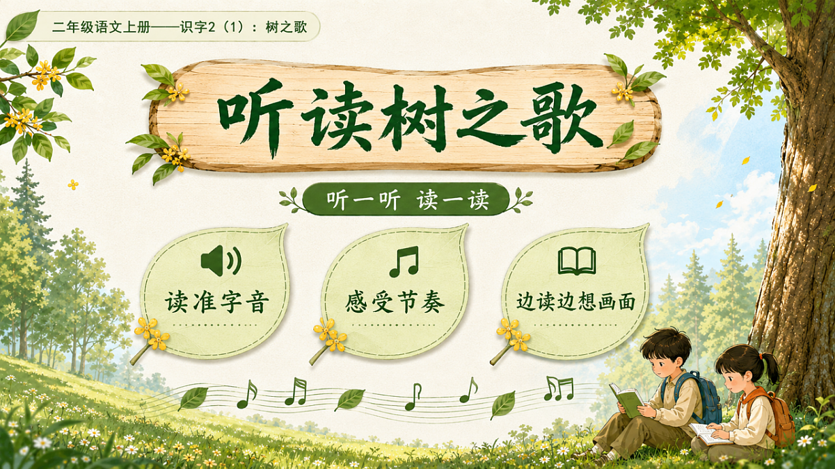 小学六年制统编教材系列课件——二年级语文上册：识字2 树之歌（1）第4页