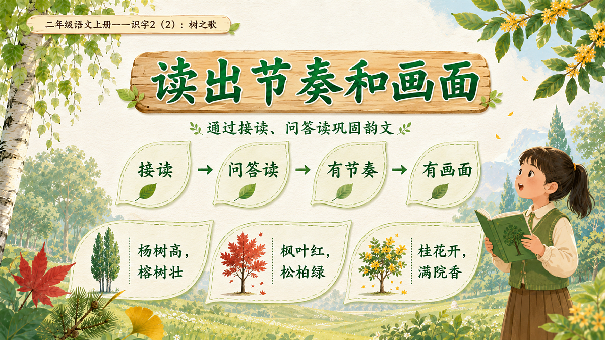 小学六年制统编教材系列课件——二年级语文上册：识字2 树之歌（2）第3页
