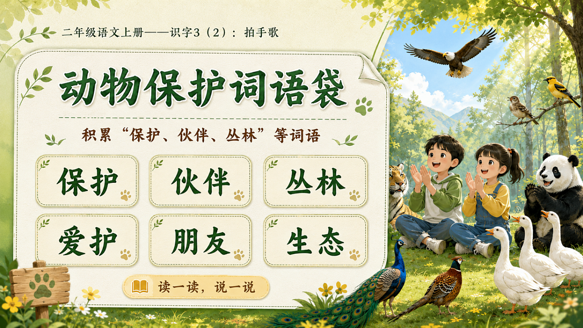 小学六年制统编教材系列课件——二年级语文上册：识字3 拍手歌（2）第7页