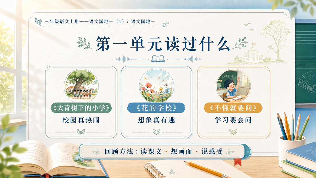 小学六年制统编教材系列课件——三年级语文上册：语文园地一（1）第3页