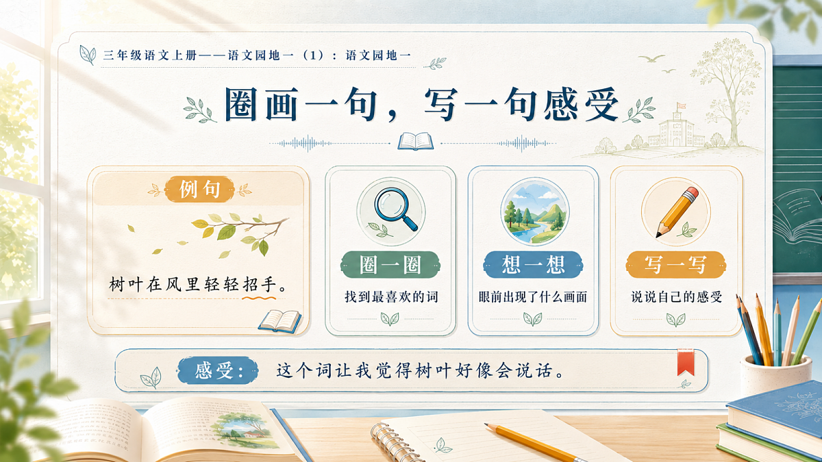 小学六年制统编教材系列课件——三年级语文上册：语文园地一（1）第5页
