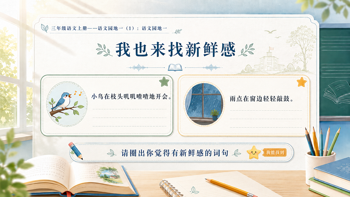 小学六年制统编教材系列课件——三年级语文上册：语文园地一（1）第6页