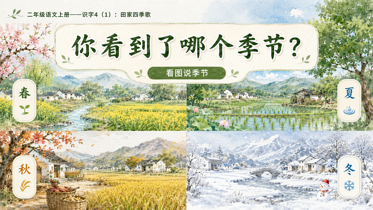 小学六年制统编教材系列课件——二年级语文上册：识字4 田家四季歌（1）第2页