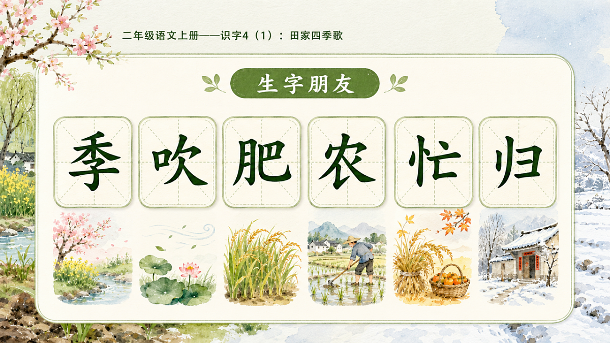 小学六年制统编教材系列课件——二年级语文上册：识字4 田家四季歌（1）第5页