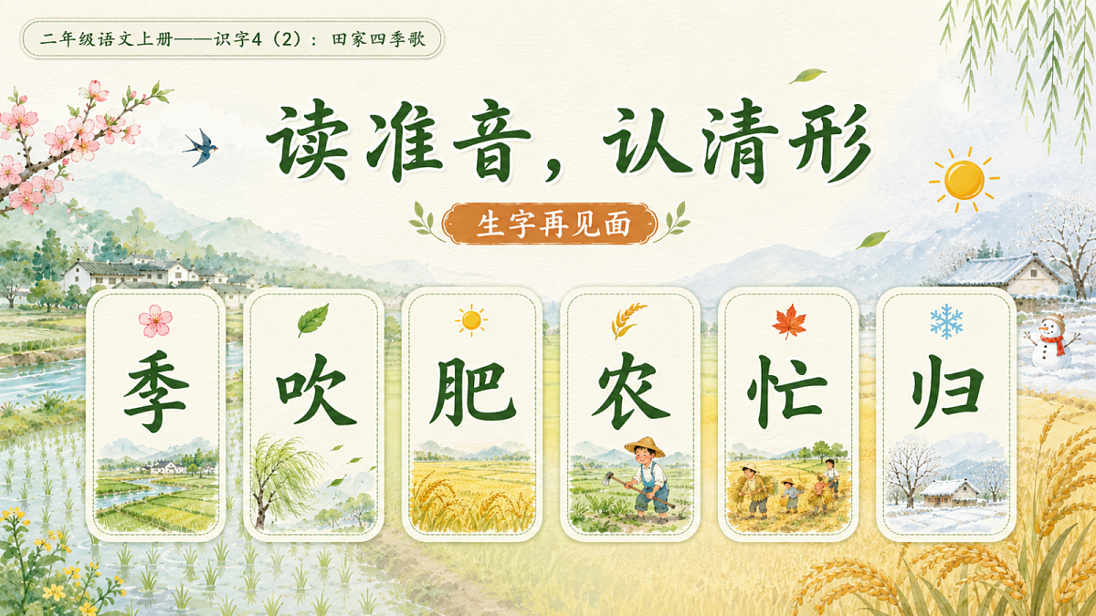 小学六年制统编教材系列课件——二年级语文上册：识字4 田家四季歌（2）第3页