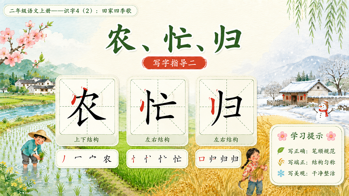 小学六年制统编教材系列课件——二年级语文上册：识字4 田家四季歌（2）第6页