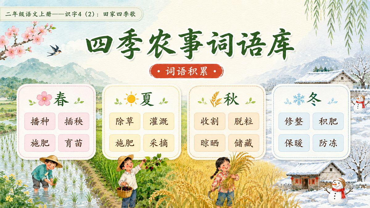 小学六年制统编教材系列课件——二年级语文上册：识字4 田家四季歌（2）第8页