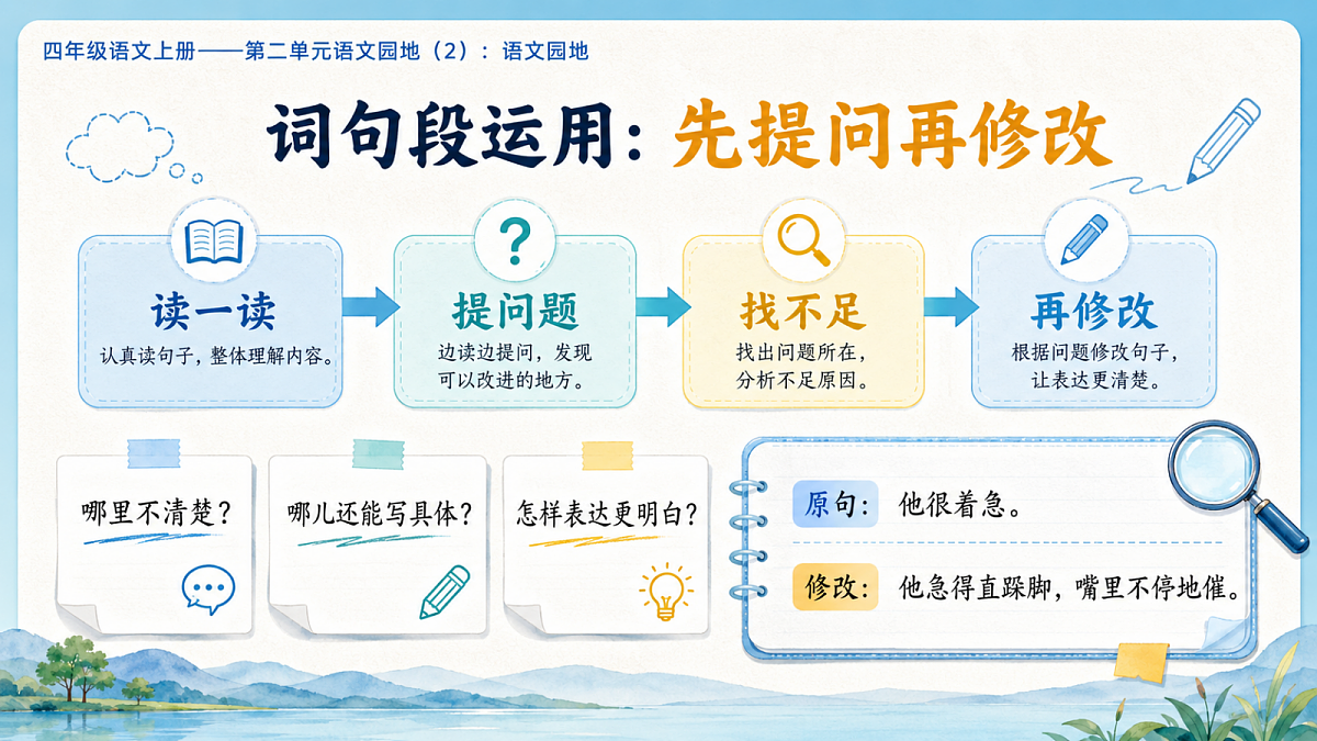 小学六年制统编教材系列课件——四年级语文上册：第二单元语文园地（2）第4页