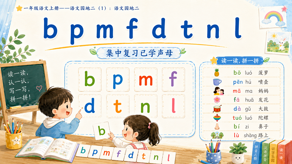 小学六年制统编教材系列课件——一年级语文上册语文园地二（1）：语文园地二第4页