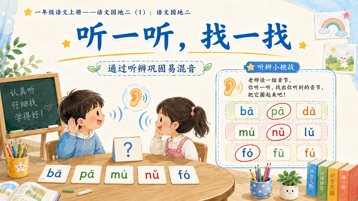 小学六年制统编教材系列课件——一年级语文上册语文园地二（1）：语文园地二第7页
