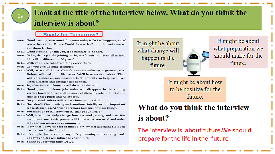 Unit 7 When Tomorrow Comes Section B（1a-1e） - 八年级英语上册 同步教学课件（人教版2024）第7页