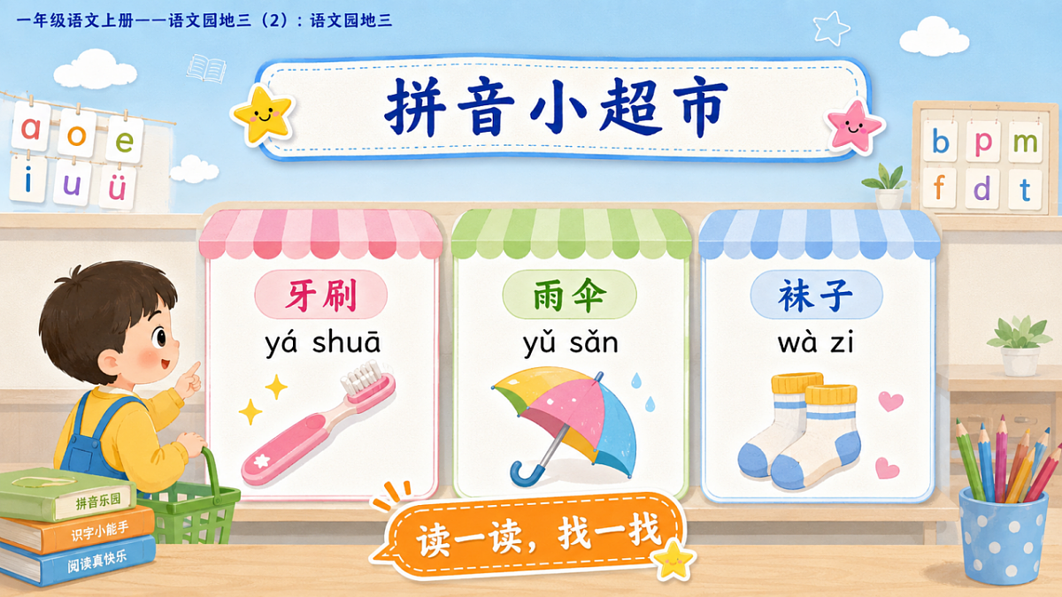小学六年制统编教材系列课件——一年级语文上册：语文园地三（2）第6页