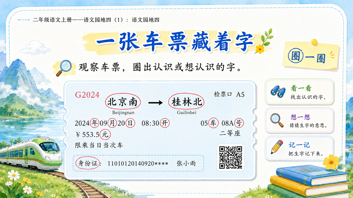 小学六年制统编教材系列课件——二年级语文上册：语文园地四（1）第4页