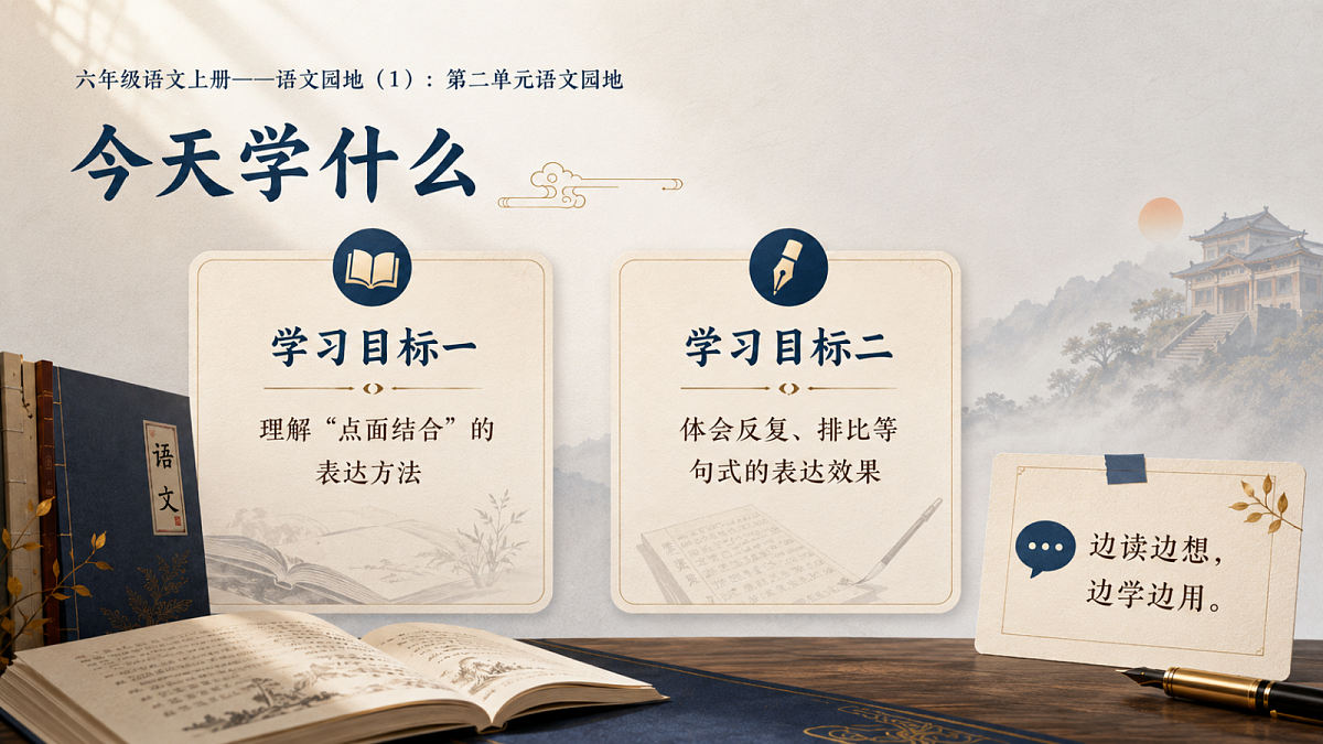 小学六年制统编教材系列课件——六年级语文上册：第二单元语文园地（1）第2页