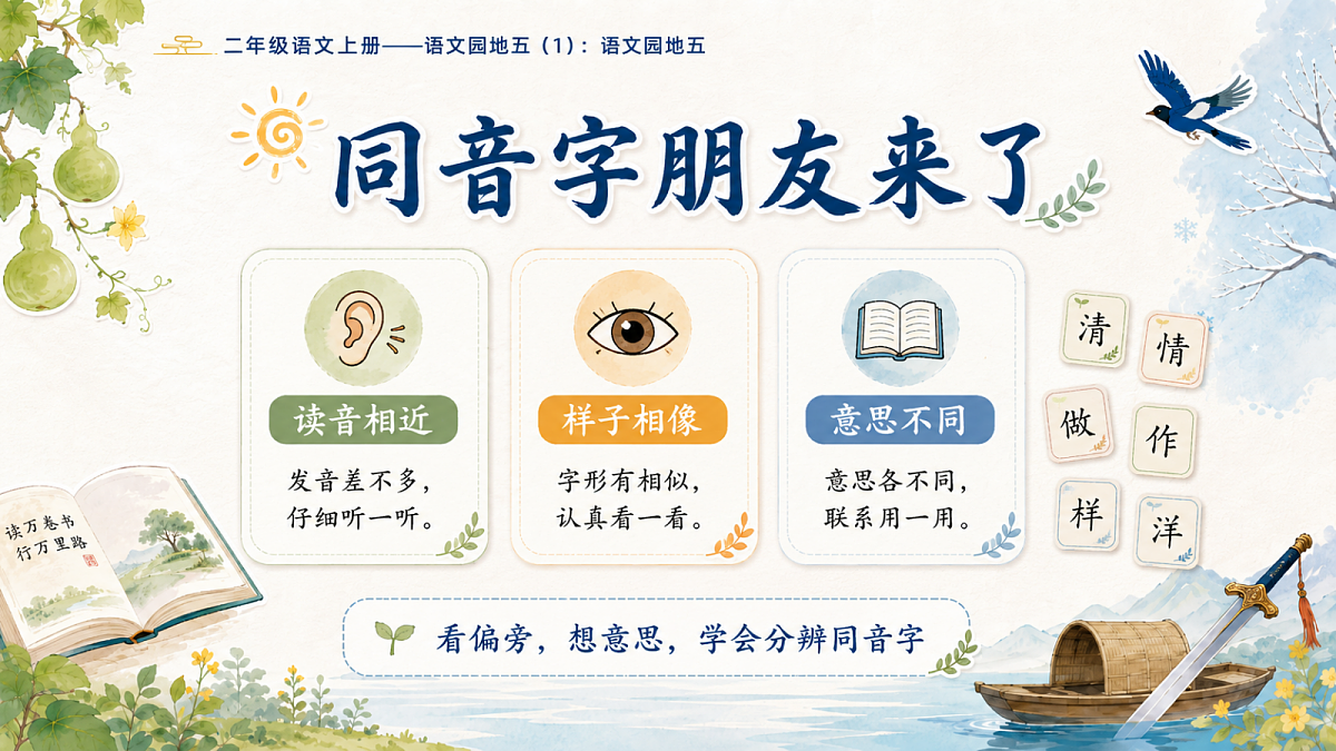 小学六年制统编教材系列课件——二年级语文上册：语文园地五（1）第4页