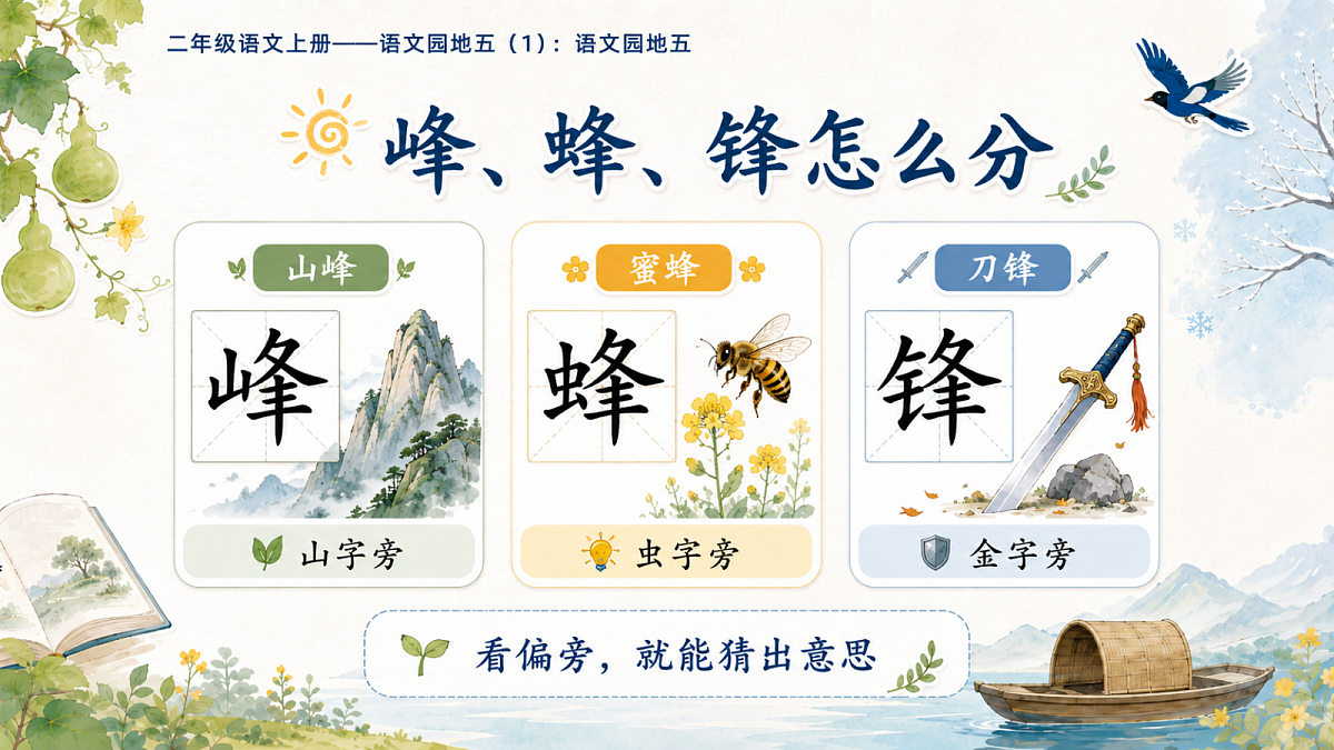 小学六年制统编教材系列课件——二年级语文上册：语文园地五（1）第5页