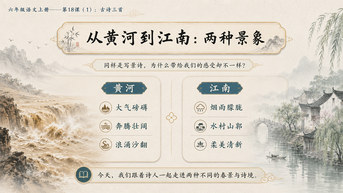 小学六年制统编教材系列课件——六年级语文上册第18课（1）：古诗三首：浪淘沙、江南春、书湖阴先生壁第2页