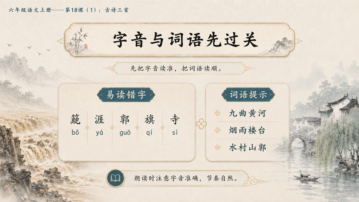 小学六年制统编教材系列课件——六年级语文上册第18课（1）：古诗三首：浪淘沙、江南春、书湖阴先生壁第4页