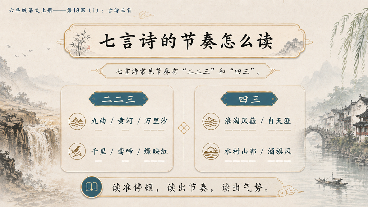 小学六年制统编教材系列课件——六年级语文上册第18课（1）：古诗三首：浪淘沙、江南春、书湖阴先生壁第5页