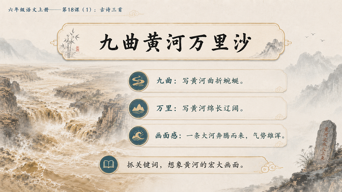 小学六年制统编教材系列课件——六年级语文上册第18课（1）：古诗三首：浪淘沙、江南春、书湖阴先生壁第7页