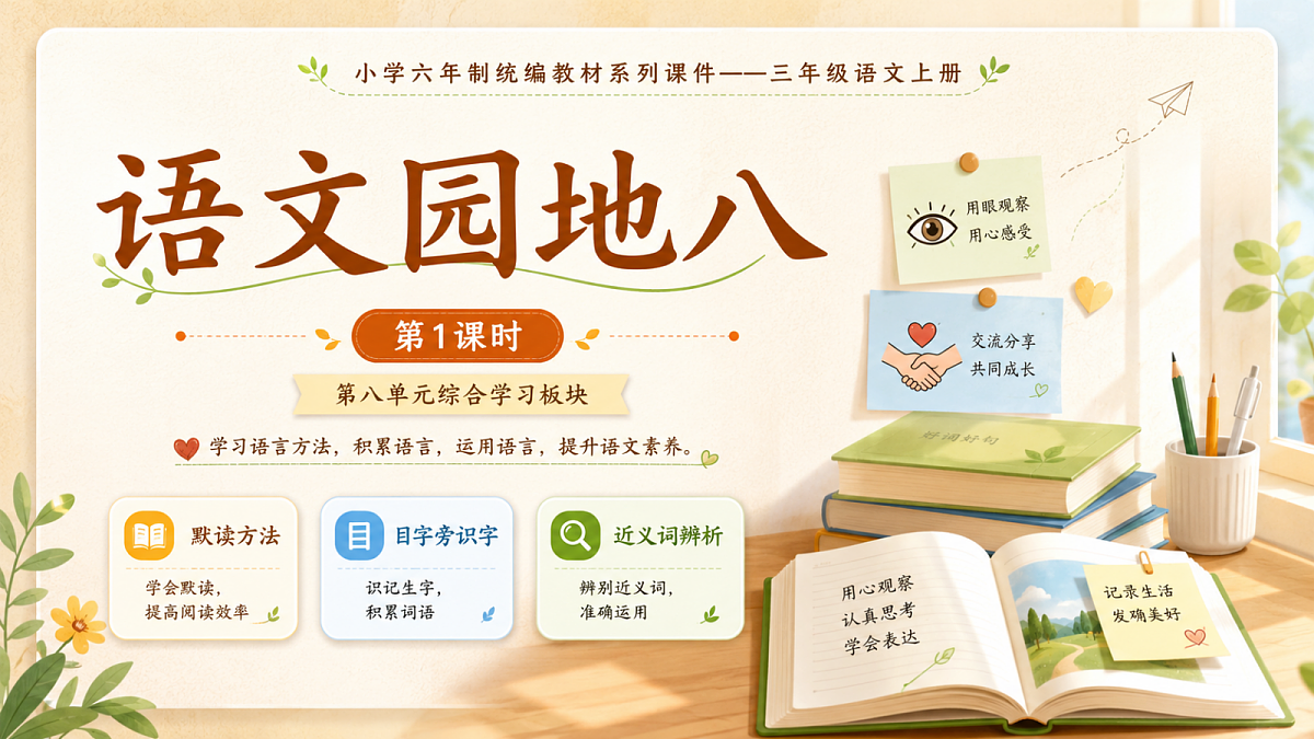 小学六年制统编教材系列课件——三年级语文上册：语文园地八（1）第1页