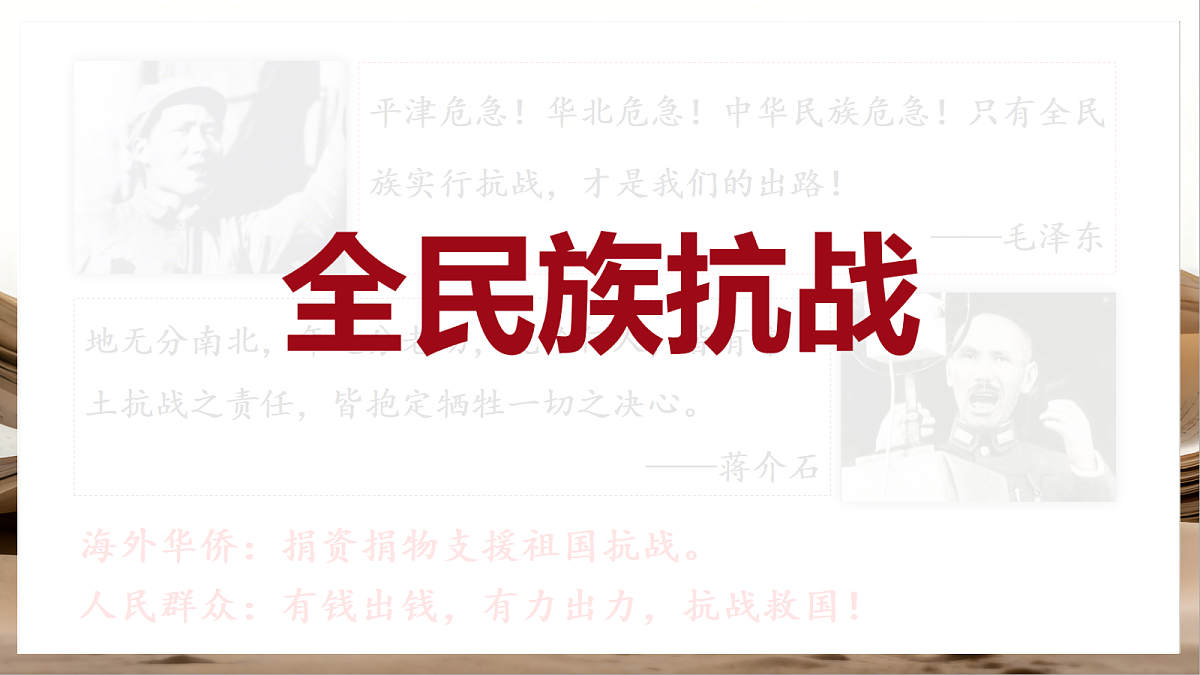 人教部编版历史八上 第17课《七七事变与全民族抗战》课件第8页