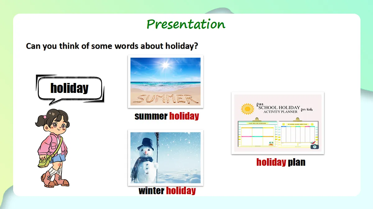 人教2024初中英语八年级上册Unit1Happy Holiday SectionB2a-2c课件第4页