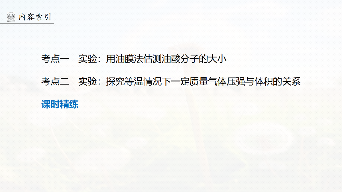 第十五章　第75课时　实验十九：用油膜法估测油酸分子的大小　实验二十：探究等温情况下一定质量气体压强与体积的关系第4页