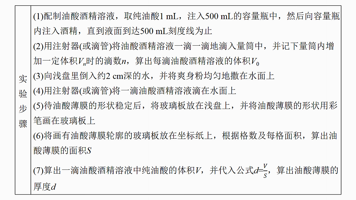 第十五章　第75课时　实验十九：用油膜法估测油酸分子的大小　实验二十：探究等温情况下一定质量气体压强与体积的关系第7页