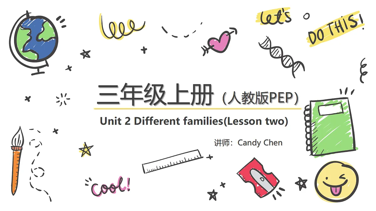 英语人教版(PEP)三年级上册 Unit 2 Different families Lesson 2 Let's learn第1页