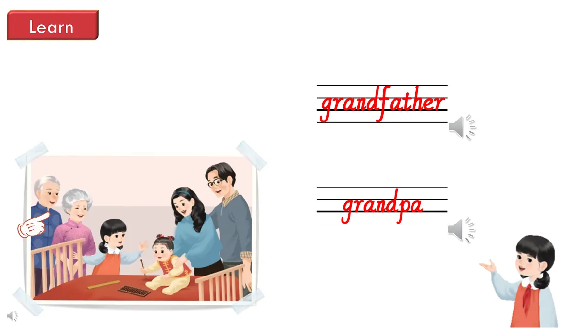 英语人教版(PEP)三年级上册 Unit 2 Different families Lesson 2 Let's learn第7页