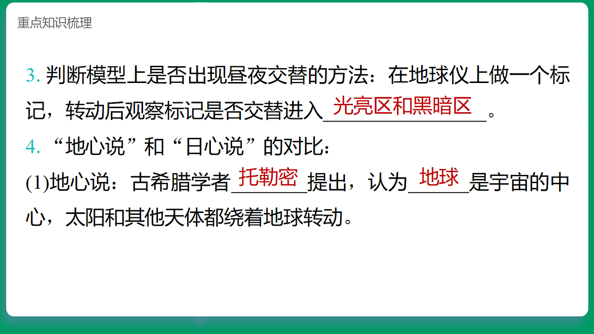 3.2昼夜交替的解释  课堂重点知识笔记课件第4页